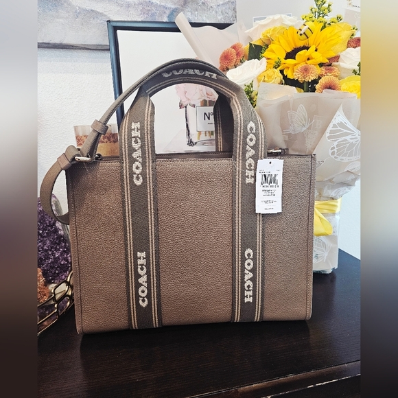 Coach Brown Leather Tote with Logo Straps - Picture 9 of 11